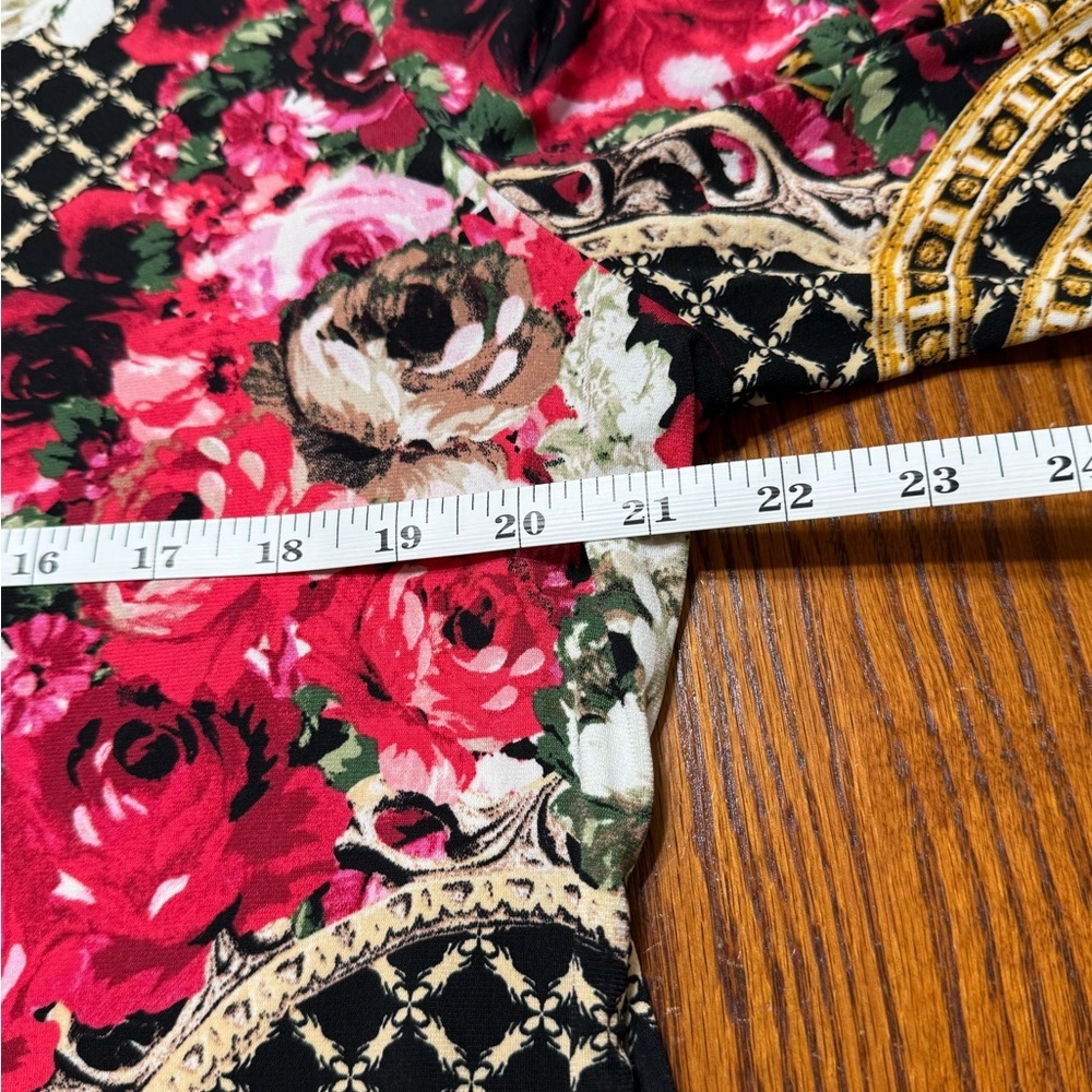 JM Collection Floral V Neck Tunic Blouse XL - Picture 10 of 11